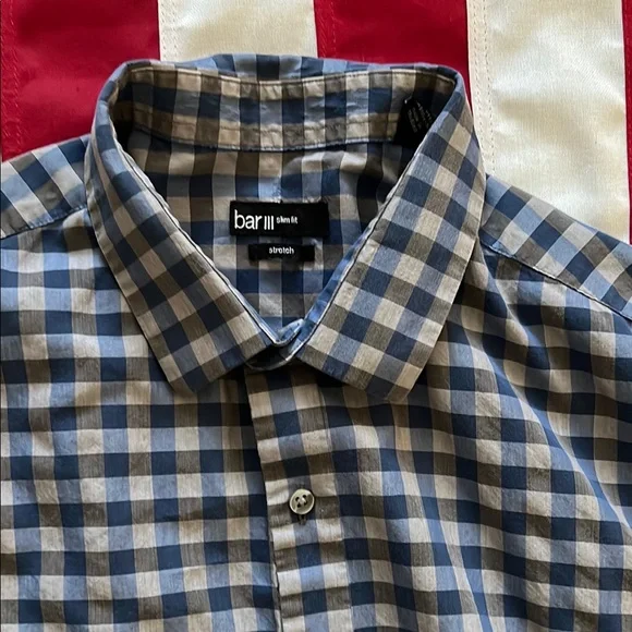 Checkered Blue and Grey Button-Up Shirt - Picture 2 of 15